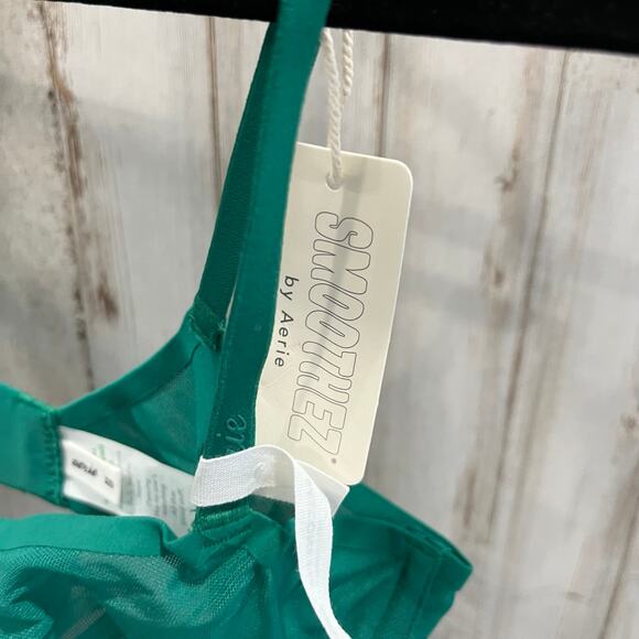 New Smoothez by Aerie Bra Balconette Sheer Mesh Unlined Underwire In Green 32D - Picture 5 of 6